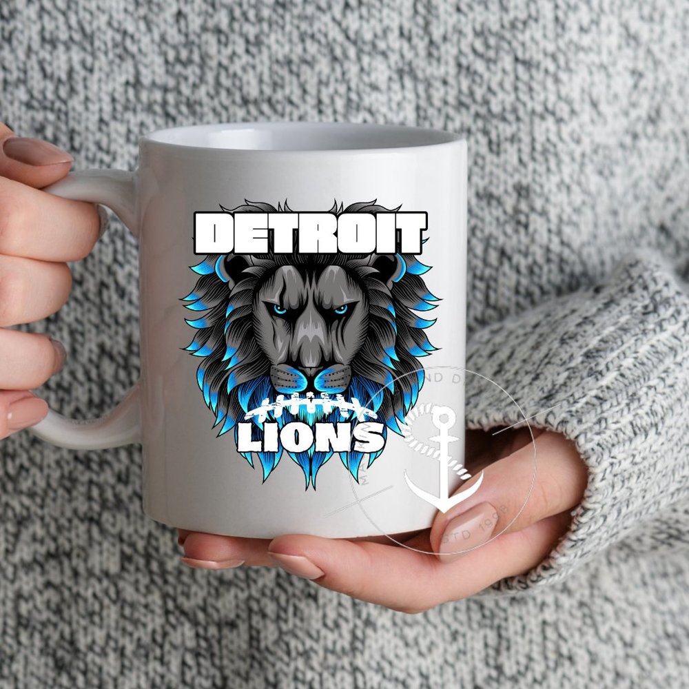 DETROIT LIONS COFFEE MUG CUP, 12 OZ CERAMIC NEW